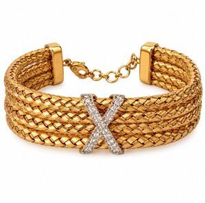 Stauer Italiano Fantasia X Gold Tone Braided Cuff Bracelet Italy